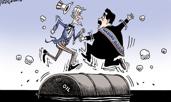 Cartoon: Oil drum rolling